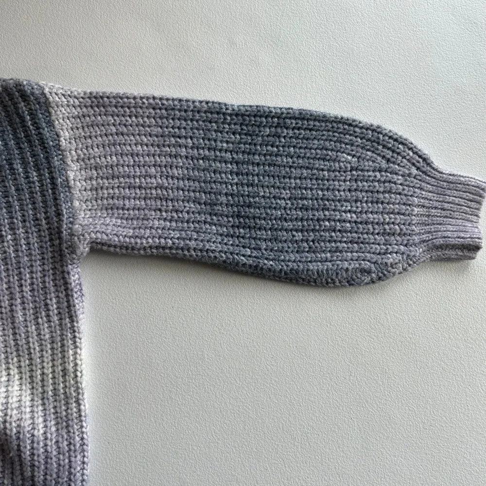A New Day Ombre Chunky Ribbed‎ Knit Crewneck Sweater Grey Lavender XL